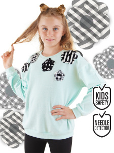 Çiçekler Kız Çocuk Mint Sweatshirt - 1