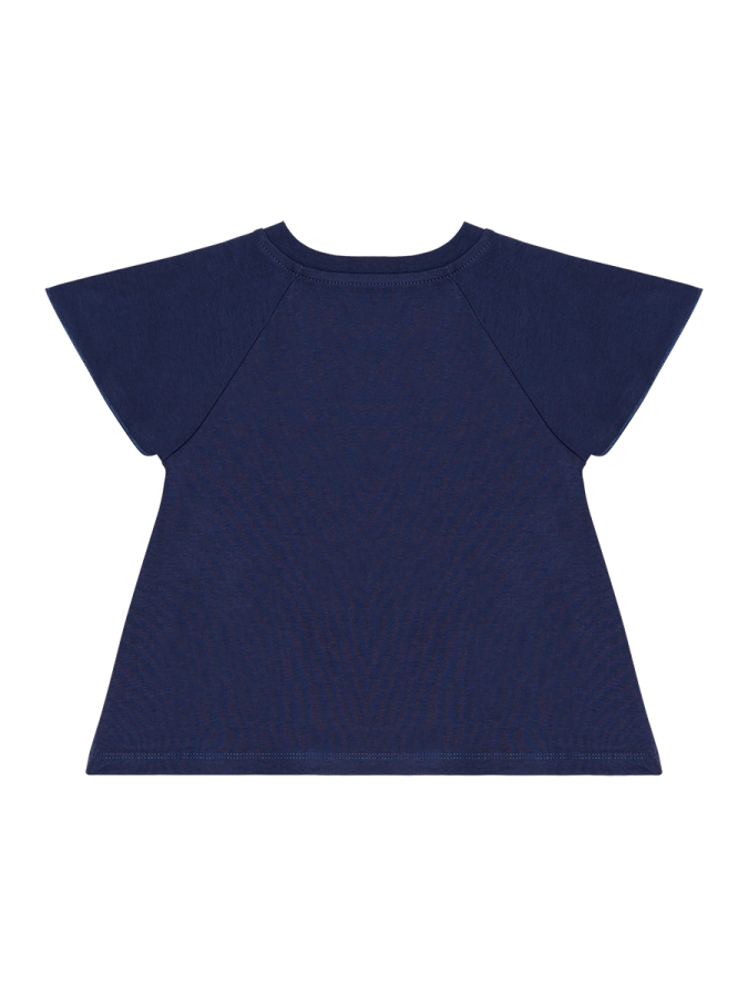 Çiçekli Kedi Kız Çocuk Lacivert Yazlık T-shirt Poplin Şort Takım - 6