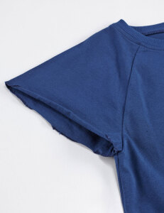 Çiçekli Kedi Kız Çocuk Lacivert Yazlık T-shirt Poplin Şort Takım - 9