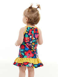 Çiçekli Kız Bebek Poplin Pamuklu Yazlık Elbise - Thumbnail