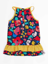 Çiçekli Kız Bebek Poplin Pamuklu Yazlık Elbise - Thumbnail