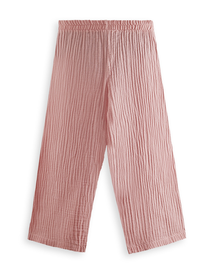 Çiçekli Kız Çocuk Pembe Müslin Pantolon Takım - 8