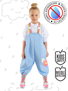 Çiçekli Kız Çocuk Su Geçirmez Yağmur Tulumu - Denokids