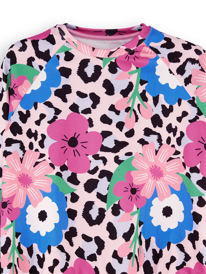 Çiçekli Leopar Kız Çocuk Sweatshirt - 5