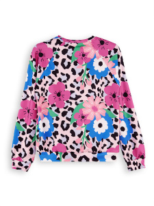 Çiçekli Leopar Kız Çocuk Sweatshirt - 4