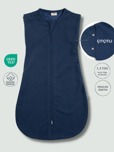 Çift Kat Pamuk Bebek Kundak Tulum 1,5 TOG Lacivert - Zuppers