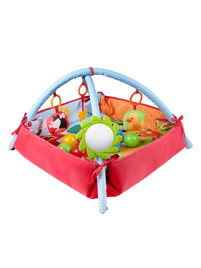 Çiftlik Temalı Bebek Aktivite Halısı Dişlikli Aynalı ve Top Havuzlu - 1