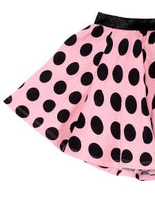 Puantiyeli Çita Kız Çocuk Yazlık T-shirt Pembe Etek Takım - Denokids