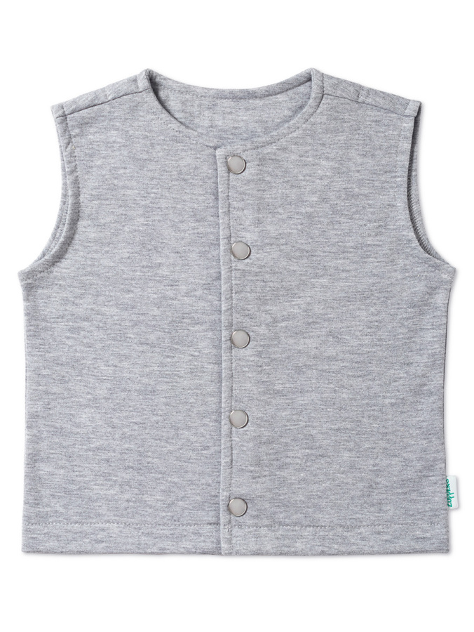 Çıtçıtlı Pamuk Bebek Çocuk Yelek - Gri - 3