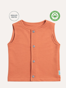 Çıtçıtlı Pamuk Bebek Çocuk Yelek - Kiremit - Zuppers
