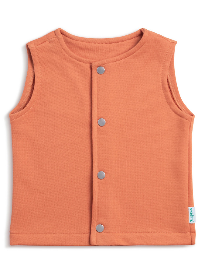 Çıtçıtlı Pamuk Bebek Çocuk Yelek - Kiremit - 4