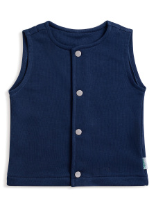 Çıtçıtlı Pamuk Bebek Çocuk Yelek - Lacivert - 3