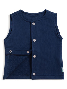 Çıtçıtlı Pamuk Bebek Çocuk Yelek - Lacivert - 4