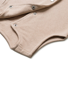 Çıtçıtlı Pamuk Bebek Çocuk Yelek - Latte - 4
