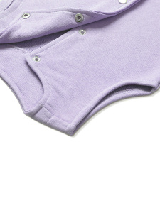 Çıtçıtlı Pamuk Bebek Çocuk Yelek - Lila - 2