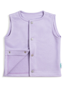 Çıtçıtlı Pamuk Bebek Çocuk Yelek - Lila - 3