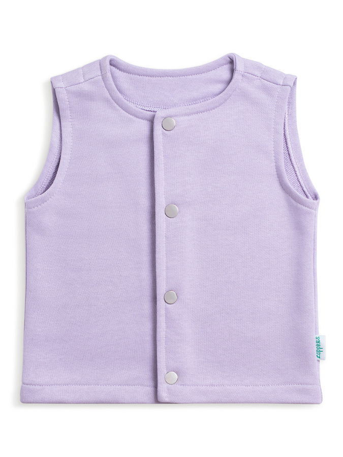 Çıtçıtlı Pamuk Bebek Çocuk Yelek - Lila - 4