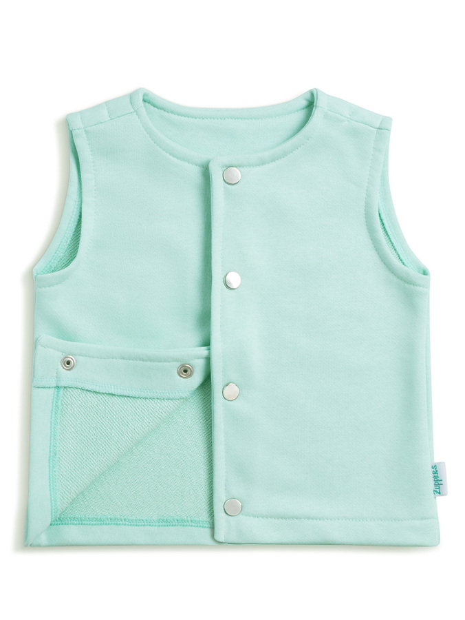 Çıtçıtlı Pamuk Bebek Çocuk Yelek - Mint - 2
