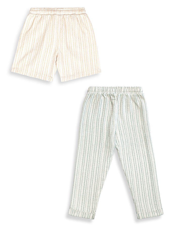 Keten Görünümlü Erkek Çocuk Şort ve Pantolon Pamuk Dokuma Yazlık - 5