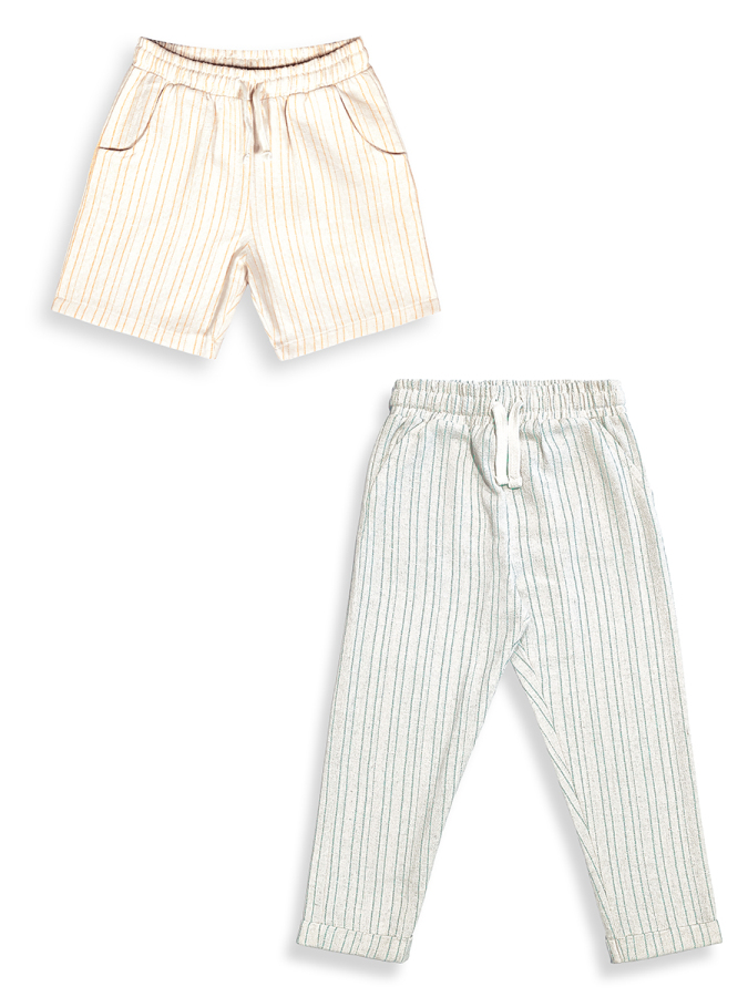 Keten Görünümlü Erkek Çocuk Şort ve Pantolon Pamuk Dokuma Yazlık - 4