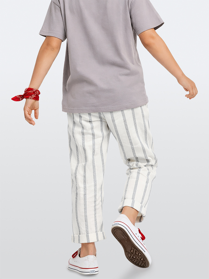 Çizgili Dokuma Tek Pantolon - 2