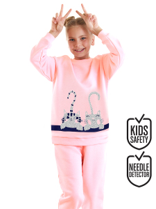 Çizgili Dostlar Kız Çocuk Pembe Eşofman Takım - Denokids