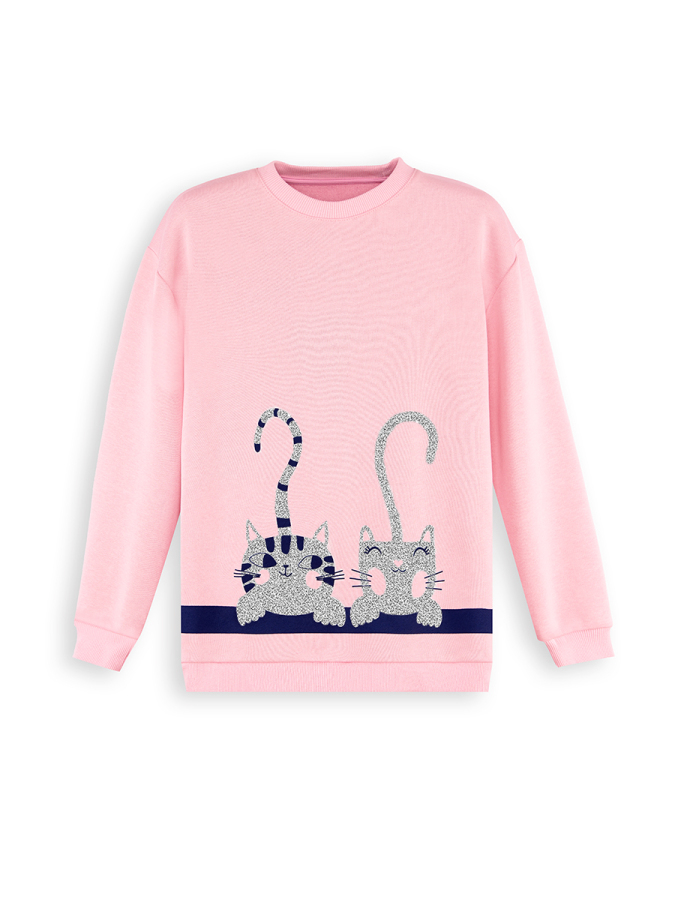 Çizgili Dostlar Kız Çocuk Pembe Eşofman Takım - 5