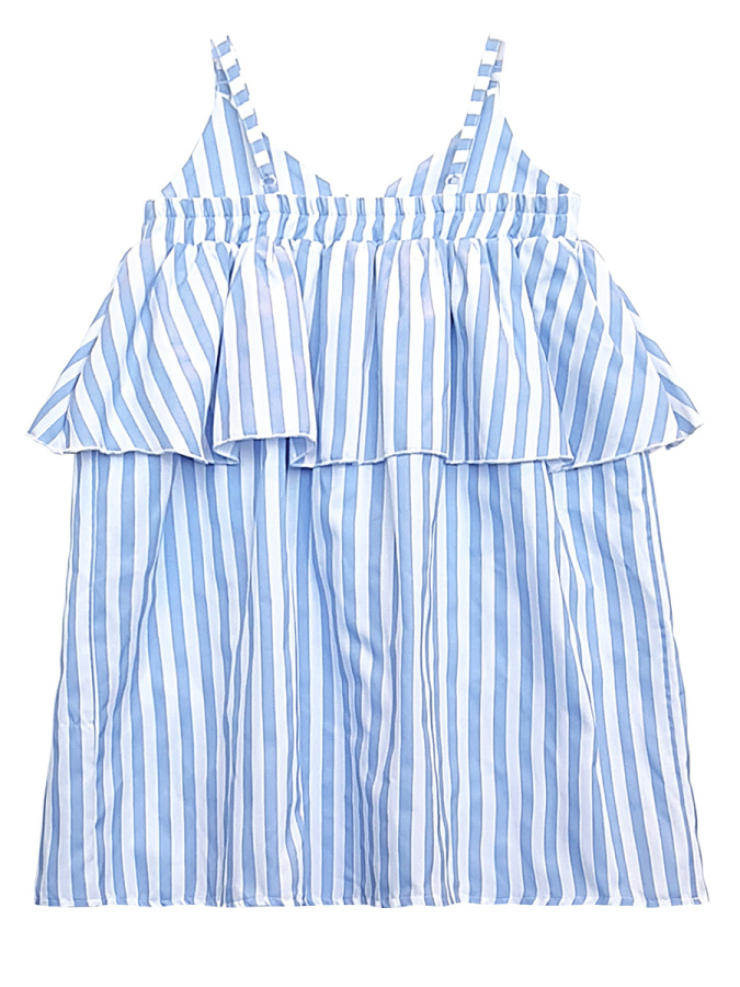 Çizgili Kelebek Kız Çocuk Yazlık Fırfırlı Kız Askılı Elbise - 4