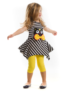 Çizgili Siyah Kedi Kız Çocuk Tunik Tayt Takım - Denokids