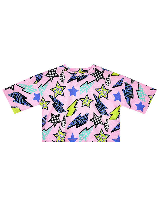 Collage Girl T-shirt&Denim Shorts Set - 5