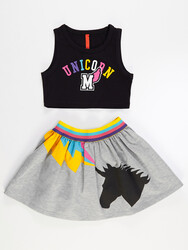 Colorful Girl Crop Top&Skirt Set - Thumbnail