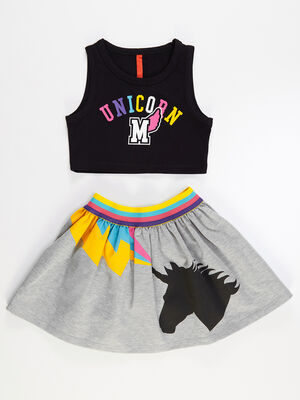 Colorful Girl Crop Top&Skirt Set