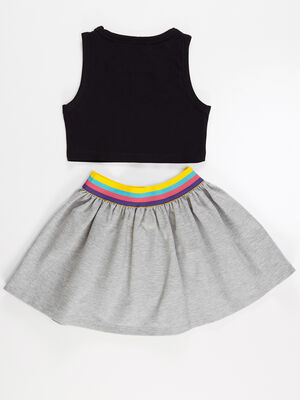 Colorful Girl Crop Top&Skirt Set