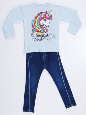 Colorful Soul Girl Jean Pants Set