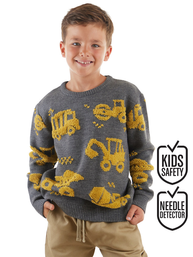 Construction Tools Boy Anthracite Knit Jumper - 1