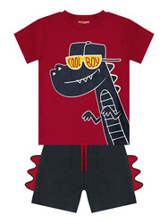 Cool Dino Erkek Çocuk T-shirt Şort Takım - Thumbnail