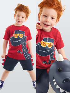 Cool Dino Erkek Çocuk Yazlık T-shirt Şort Takım - Denokids