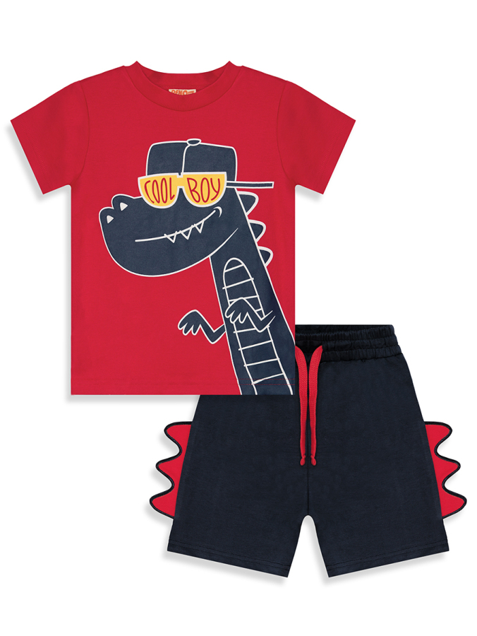 Cool Dino Erkek Çocuk Yazlık T-shirt Şort Takım - 4
