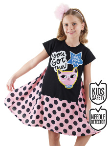 Cool Kitty Girl Polka Dot Dress - Denokids