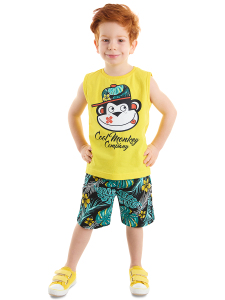 Cool Monkey Erkek Çocuk T-shirt Şort Takım - Denokids