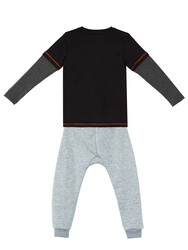 Cool Rhino Boy Black T-shirt and Grey Pants Set - 4