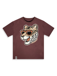 Erkek Çocuk Takım Kaplan Baskılı %100 Pamuk T-Shirt Çizgili Dokuma Şort Yazlık Takım - 6