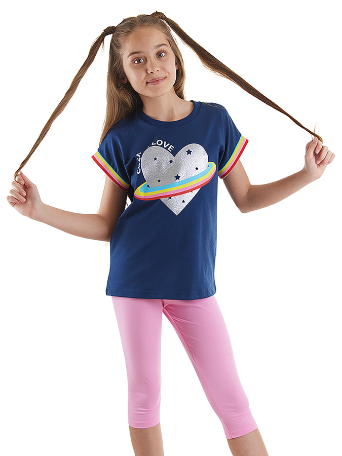 Cosmic Love Kız Çocuk Yazlık T-Shirt Tayt Takım - 1