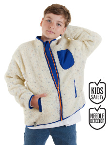 Cream Color Plush Unisex Coat - Denokids