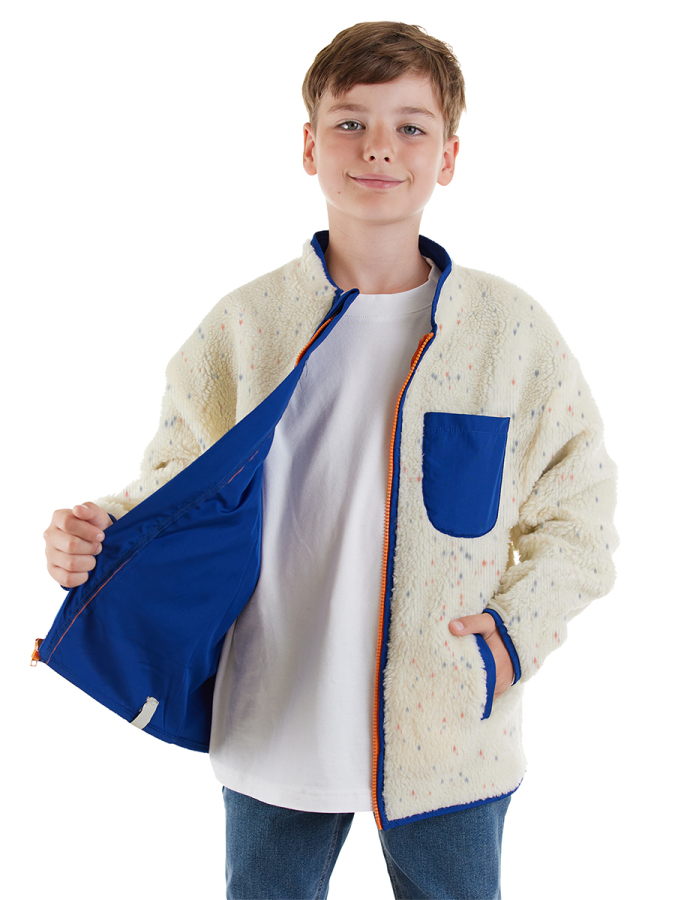Cream Color Plush Unisex Coat - 5