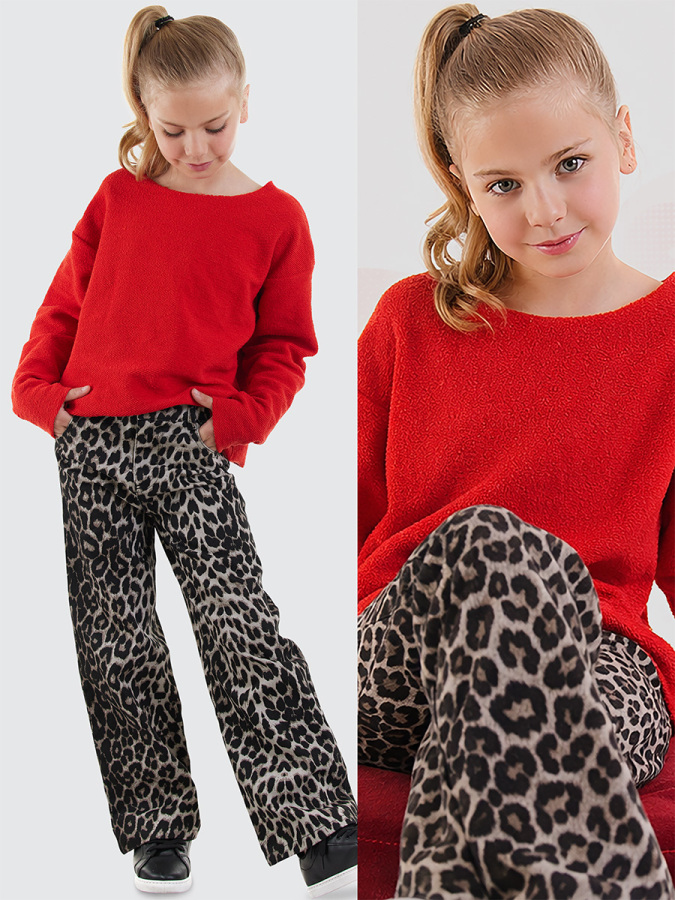 Crop Top Kız Çocuk Kırmızı Sweatshirt - 1