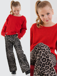 Crop Top Kız Çocuk Kırmızı Sweatshirt - Denokids