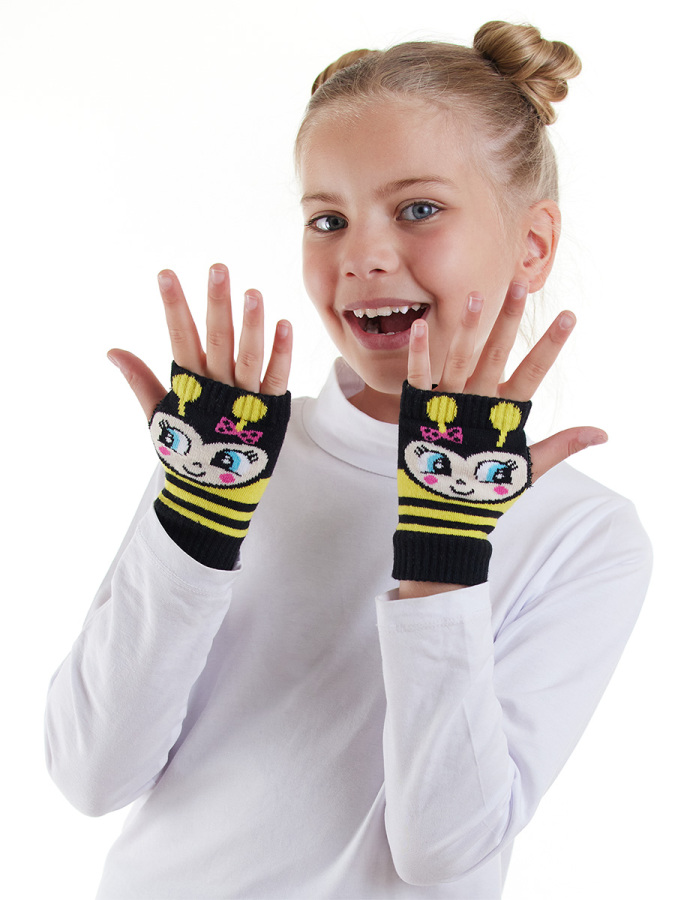 Cute Bees Girl Fingerless Gloves - 1