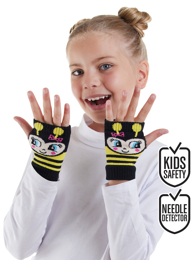 Cute Bees Girl Fingerless Gloves - 1