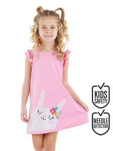 Cute Bunny Pink Girl Dress - Denokids